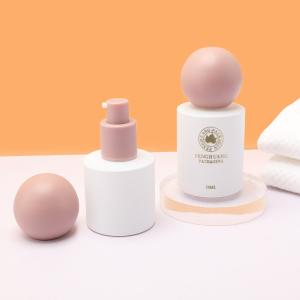 Buy cheap White 30ml 50ml Lotion Glass Bottles With Round Cap And Pump from wholesalers