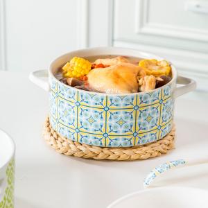 Buy cheap Porcelain Bohemia Double Grips Noodle Salad Bowl With Licharmserware Soup Noodle Bowl Set Ceramic Soup Pot Customized CL from wholesalers