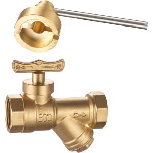 Buy cheap 1503 Female x Female Butterfly Handle Magnetic Lockable Brass Ball Valve Sizes DN20 DN25 DN32 with built-in Strainer from wholesalers