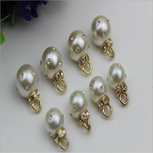 China High-grade handmade jewelry accessories zinc alloy gold metal rhinestone pearl pendant button on sale