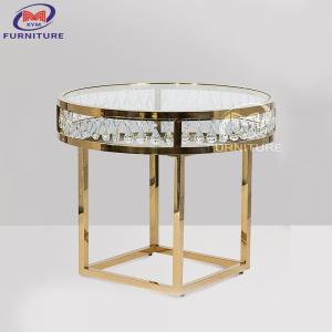 Buy cheap ODM Crystal Pendant Gold Coffee Table Tempered Glass Countertop For Hotel product