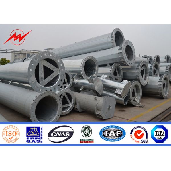 Buy cheap 110KV Galvanized Polygonal / Round 18.5m Steel Utility Power Pole With Cross Arm from wholesalers