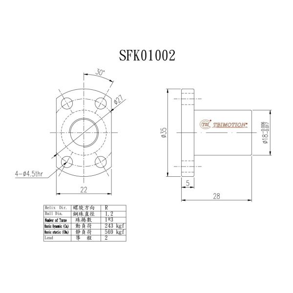 SFK01002 Cnc Router Lead Screw Durable 10mm Diameter For Stepper Motor