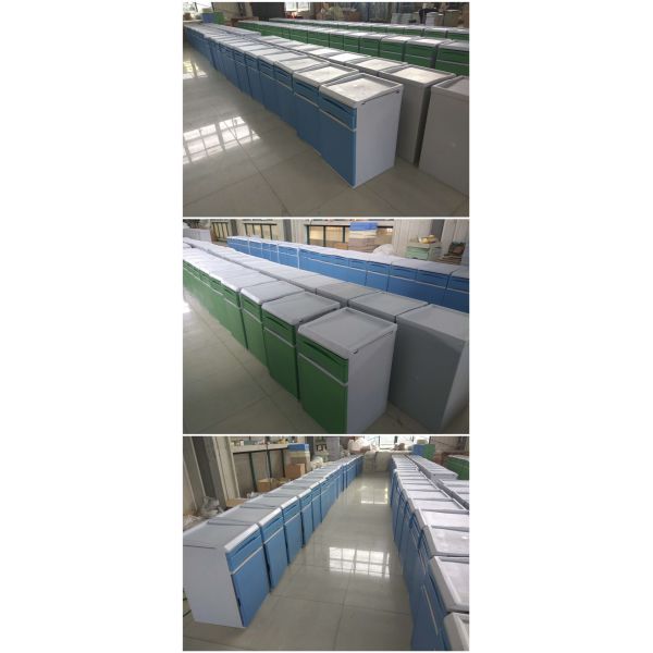 Hospital Stainless Steel Medical Bed Side Cabinet Locker With 2 Side Towel Hanger