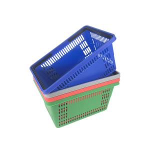 380MM 220mm 16L Plastic Rolling Basket For Shopping Wire Shopping Baskets With