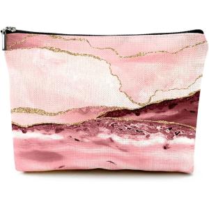 Buy cheap Cute Makeup Bag  Canvas Waterproof Funny Cosmetic Bags for Women Zipper Travel Toiletry Pouch-Pink Marble Makeu from wholesalers