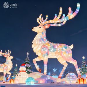 Handmade Decorative Lanterns Shaped as Christmas Reindeer and Sleighs, for