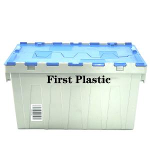 Buy cheap Solid Box Style FIRST 600*400*315mm Moving Storage Nestable and Stackable Plastic Crate with Lid from wholesalers