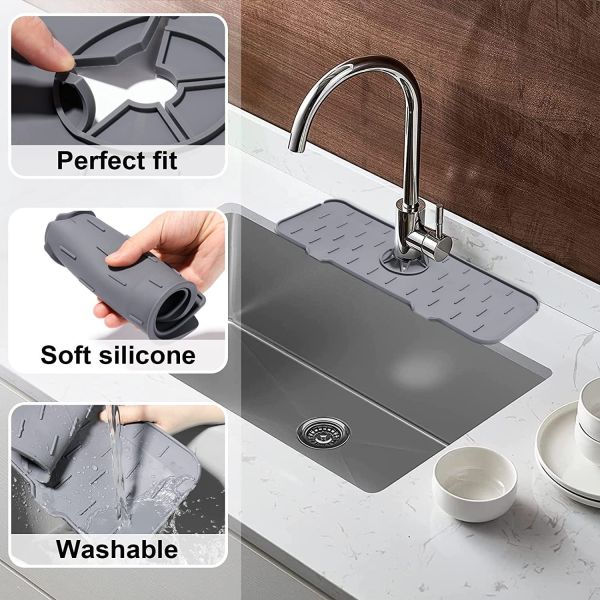 Buy cheap Sink Draining Pad Behind Faucet Splash Water catcher Mat Silicone Faucet Mat for Kitchen from wholesalers