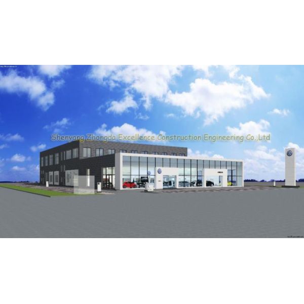 Modern steel frame prebaricated 4s car exhibition center hall