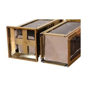 Wholesale Stainless Steel Metal Garbage Can Square Double Layer Waste Bin Hotel