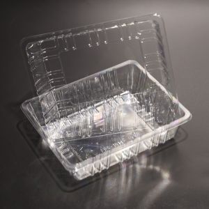 Stackable BPA Free Plastic Food Tray PET Eco Friendly Disposable Tray With