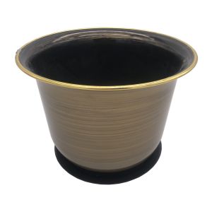 Buy cheap Metal Shiny Plastic Flower Pot with Saucer Together Chinese Style from wholesalers