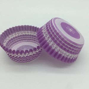 Buy cheap Purple Round Shape Muffin Paper Cups , Striped Cupcake Liners FDA SGS Standard from wholesalers