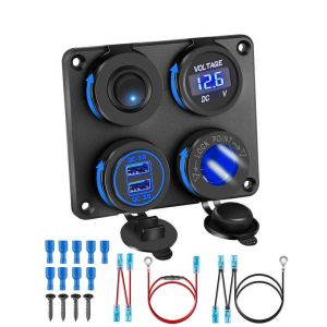 China 4 Panel 36W QC3.0 Dual USB Car Charger 12-24V Voltage Switch ABS / PC on sale