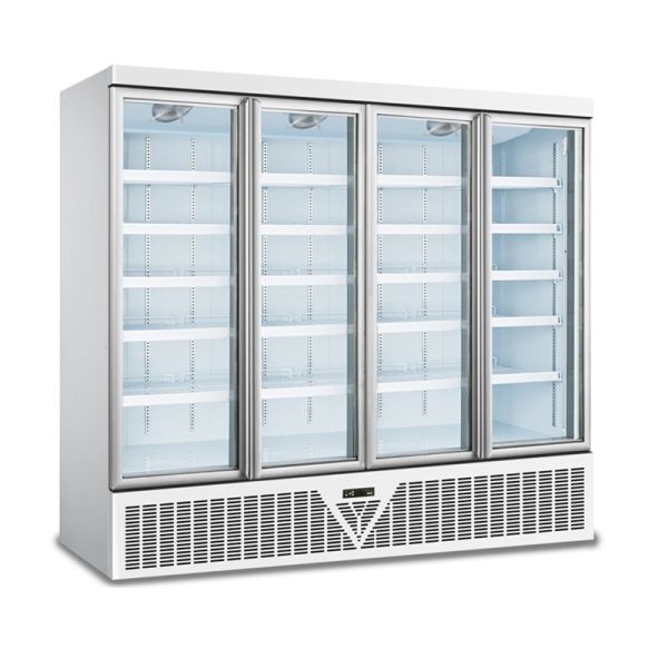 Quality 2024 4-Door Glass Door Display Supermarket Beverage Freezer Chiller 220V LED Light Cool Climate Type Refrigeration Equipment for sale
