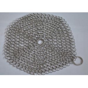 Buy cheap 4"*4" Rectangle Chainmail Cast Iron Pan Scrubber For Clean Cookware , Food Grade product
