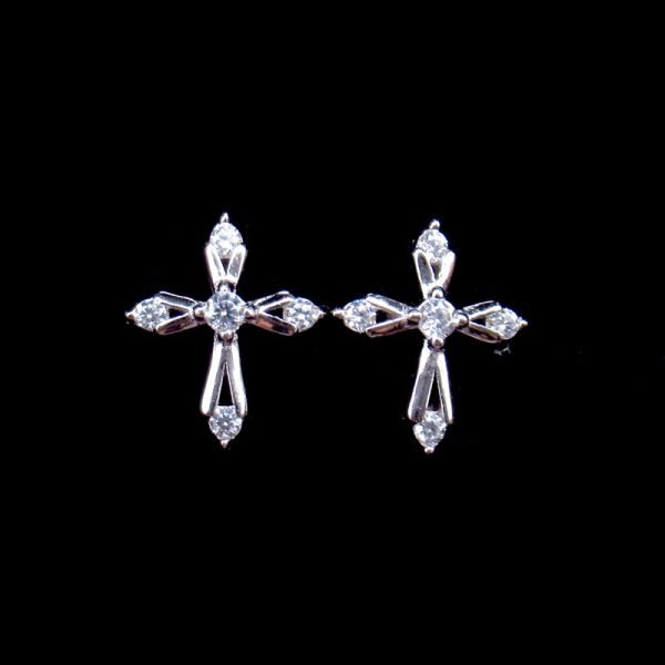 Quality Classical Style Cross 925 Silver Earrings Handmade Free Nickel And Lead for sale