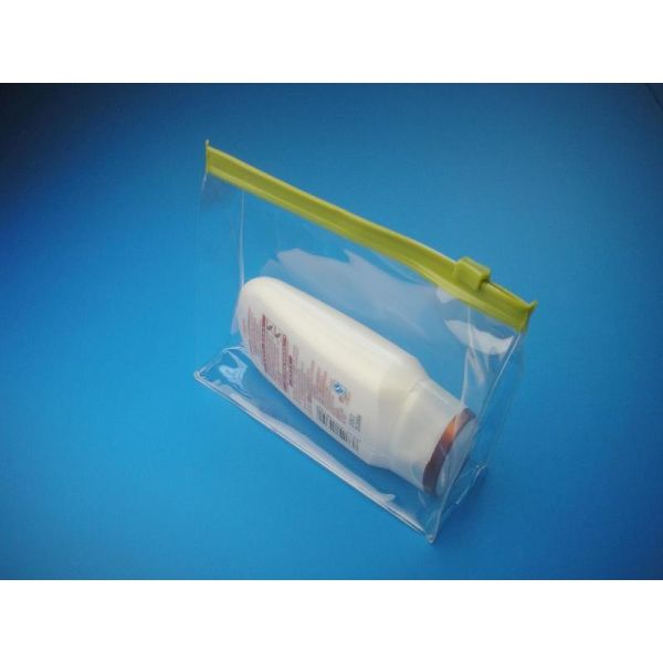 Buy cheap PVC Plastic Poly Pouches For Cosmetics Packaging With Slider Zipper from wholesalers