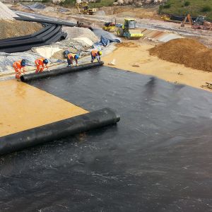Buy cheap HDPE Geomembrane Pond liner for Landfill Aquaculture Mines Artificial Lake Shrimp Fishing Farm Dam Liner from wholesalers
