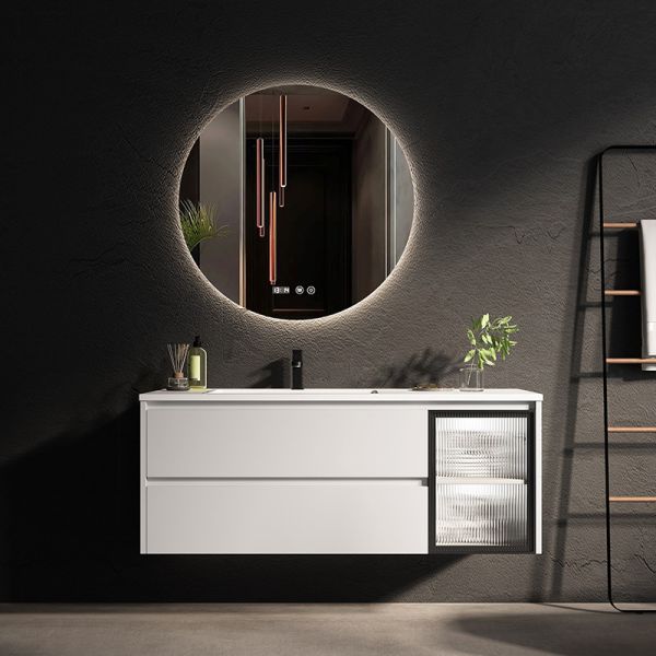 Quality Single Sink LED Mirror Cabinet Moisture Resistant Bathroom Vanity for sale