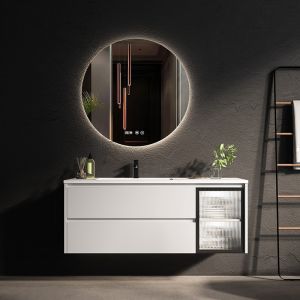 Buy cheap Single Sink LED Mirror Cabinet Moisture Resistant Bathroom Vanity from wholesalers