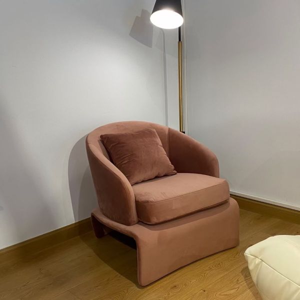 Fabric Leisure Chair Retro Wine Red Backrest Leisure Sofa Chair