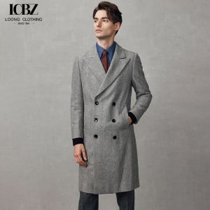 Buy cheap British Style Wool Gray Windbreaker Overcoat for Men's Mid-Length Double-Breasted from wholesalers