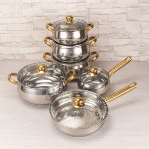 Buy cheap Multifunction Cookingware Set Cookware Cook Pot 12 pieces Ollas Stainless Steel Pot Set With Glass Lid from wholesalers