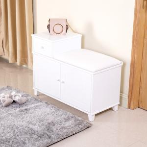 Buy cheap White Retro Style Shoe Rack With Seat E1 MDF Shoe Storage Bench With Cushion product