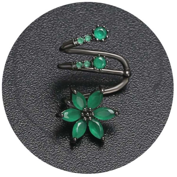 No Piercing Cartilage Ear Jewelry flower shape druzy gemstone Clip On Earrings