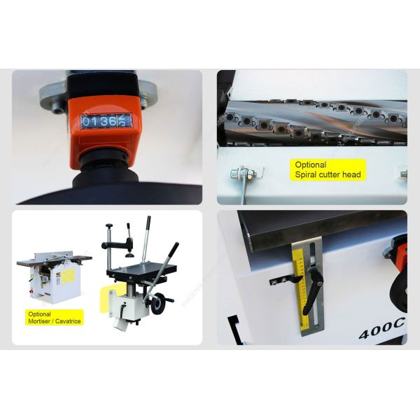 3 in 1 Woodworking Machine Planer Thicknesser and Mortiser with 3-phase Motor Power 0-3