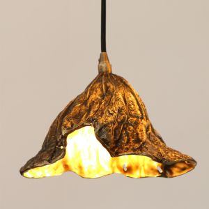Dewaxed Copper Lotus Leaf Chandelier Creative Indoor Chandelier