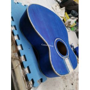 Buy cheap Custom 14 Frets Scalloped X Shaped Bracing OM Water Wave Top Full Abalone OM45 Blue Quilted Figured Maple Acoust from wholesalers