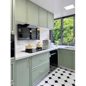 Customizable Automatic Kitchen Cabinets with Marble Countertop