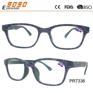 2018 new design reading glasses spring hinge ,made of PC frame,pattern on the