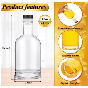 Acceptable Customer's Logo Clear Glass Bottle for Gin and Whisky 12 oz Customied