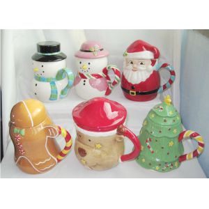 Buy cheap Easy Clean Dolomite Hand Painted Christmas Themed Mugs Food Grade With Covered from wholesalers
