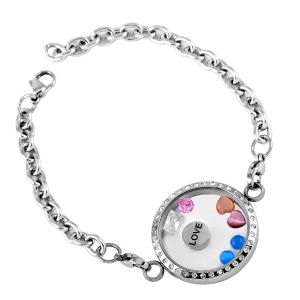 Buy cheap Stainless Steel Glass Round Floating Charm Living Lockets Chain Bracelet GLB014 from wholesalers