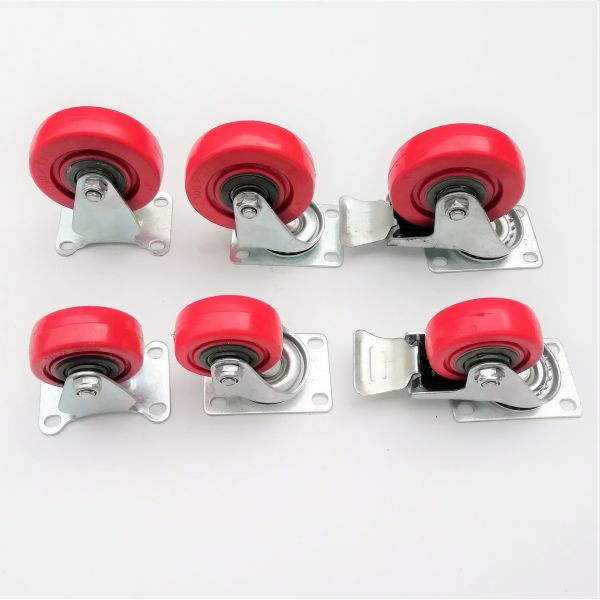 75mm/100mm/125mm Industry Barrow Wheels Double Bearing Red Plastic Wheel Castor