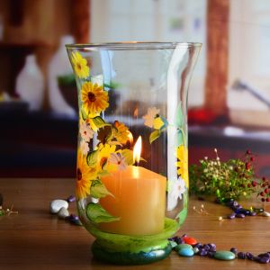 Buy cheap Hand Painted Sunflower Pattern Glass Candle Holders For Home from wholesalers