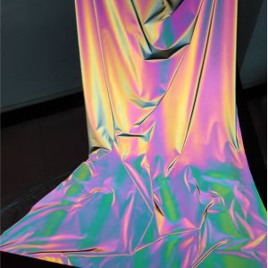 Iridescent Rainbow Reflective Fabric Material Spandex Reflector Elastic Stretch