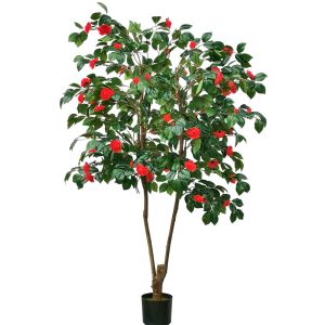 Buy cheap Artificial Camellia Potted Plant No Litght Fresh Leaves Red And Green Mixed Plant Indoor Decor from wholesalers