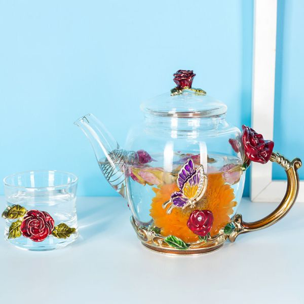 Buy cheap RoHs Colour Enamel Tea Set Chinese Traditional Technique Handicraft from wholesalers