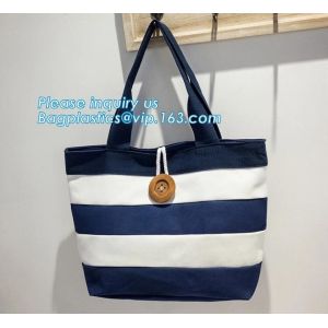 Buy cheap factory lowest price for wide stripe cotton canvas oxford canvas tote bag with inside small stripe lining and ziper lock from wholesalers