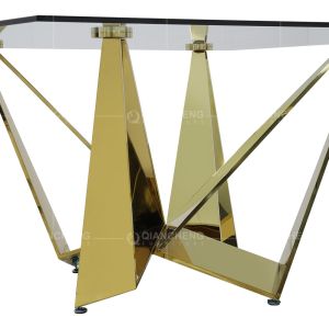 Buy cheap 100kg Square Glass Top Dining Table 150cm Stainless Steel Frame from wholesalers