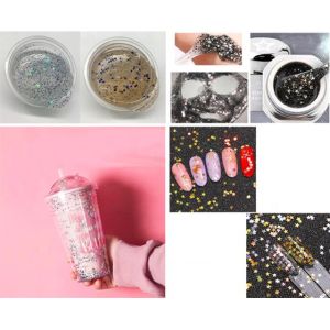 Buy cheap 3mm Holographic Silver Glitter Star Shaped Polyester Cosmetics Bag for Colourful Toys on Graduation and Valentine's Day from wholesalers