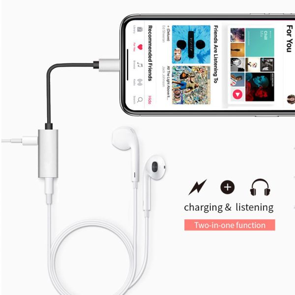 3.5mm Headphone Jack Adapter Earphone Adapter Splitter 2 in 1 Audio Jack and Charger for iPhone