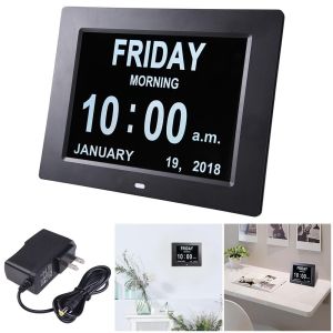 Day Clock Digital LED Wall Clock Calendar Alarm Clock 8" Extra Large Impaired