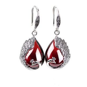 Buy cheap Thai Sterling Silver Red Chalcedony Drop Retro Earrings (E170619RED) from wholesalers